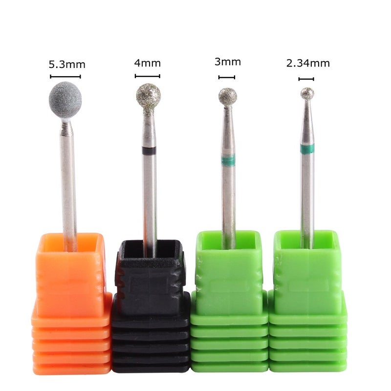 MZCMSL 4PCS Cuticle Clean Drill Bit Diamond Nail Bit Ball Head Stone File Manicure Pedicure Nail Art Tools - Image 4